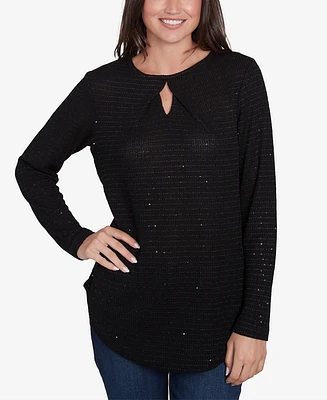 Ruby Rd. Petite Diamond Detail Sequin Knit Top