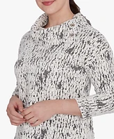 Ruby Rd. Petite Split Cowl Neck Chenille Jacquard Knit Top