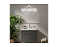 gaomon 3 Light Bathroom Light Fixtures Chrome with Hammered Glass Shade, Vanity Lighting Fixtures Over Mirror Wall Mount E26 Socket for Hallway Kitche