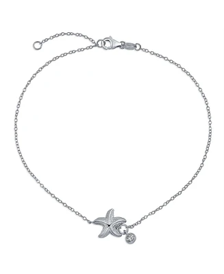 Bling Jewelry Nautical Cubic Zirconia Accent Dangling Starfish Anklet Ankle Bracelet Sterling Silver 9-10 Inch