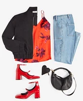 On 34th Womens Bomber Jacket Tank Top Jeans Crossbody Pumps Hoop Earrings Created For Macys