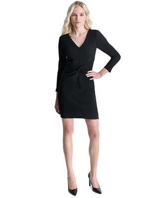 Dkny Women's Ribbed Knot-Front Mini Dress