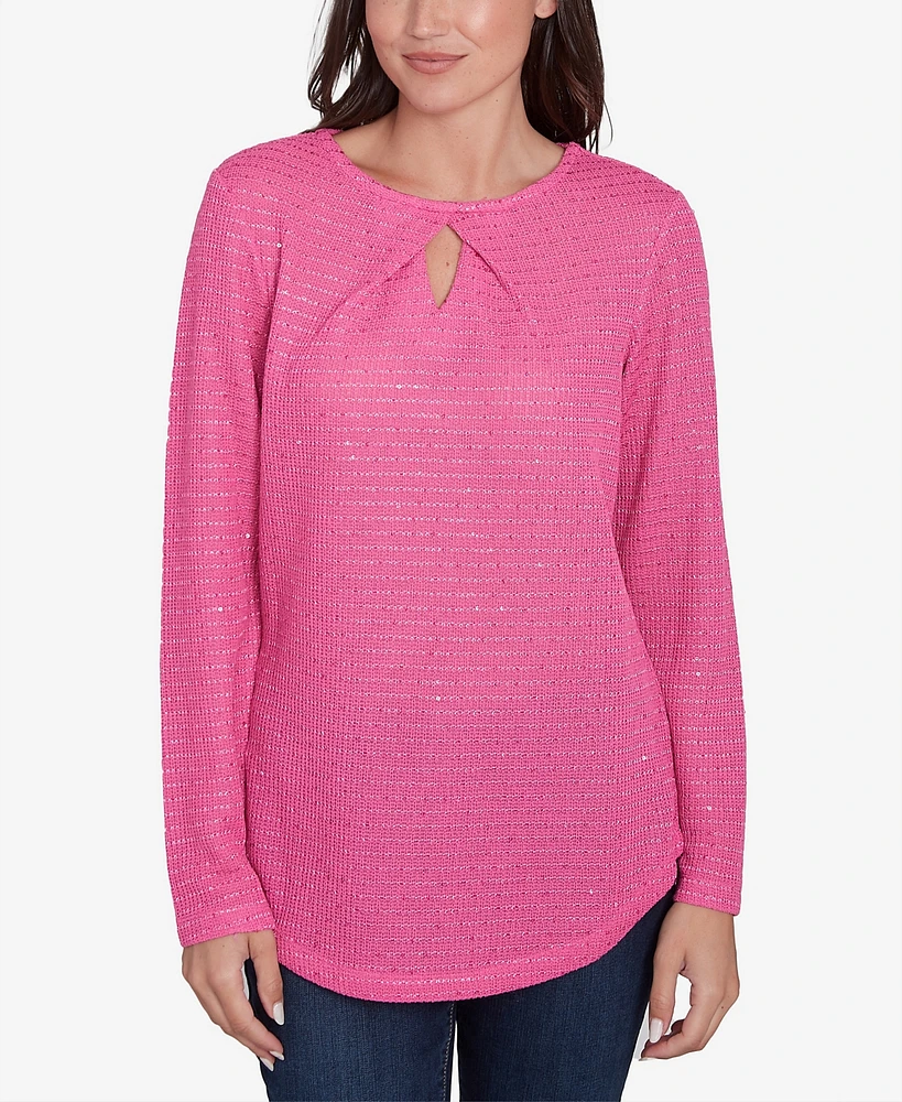 Ruby Rd. Petite Diamond Detail Sequin Knit Top