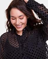 On 34th Trendy Plus Sheer Dot-Print Shirt, Exclusively at Macy's