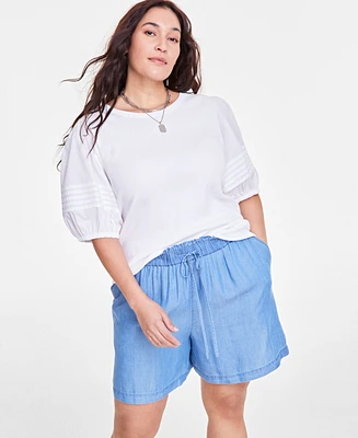 On 34th Trendy Plus Puff-Sleeve Knit Top, Created for Macy's