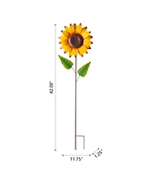 Glitzhome 42"H Fall Metal Sunflower Yard Stake Set of 2