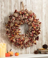 Glitzhome 18.5"D Fall Plaid Wreath