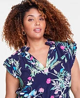 On 34th Trendy Plus Flutter-Sleeve Midi Dress, Exclusively at Macy's