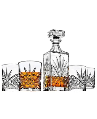 Godinger Dublin Crystal 5 Piece Decanter Whiskey Set