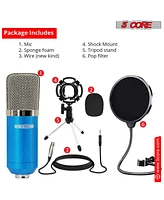 5 Core Recording Microphone Podcast Bundle • Professional Condenser Cardioid Mic Kit • w Desk Stand - Rm 7 Blu