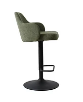 Set Of 2 Armrest Upholstered 360° Swivel Adjustable Barstool With Black Legs-Maison Boucle