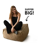 Maison Boucle Teddy Bean Bag Accent Chair Sets,Minimalist Bean Bag Arm Chair & Lounger With Ottoman-Maison Boucle