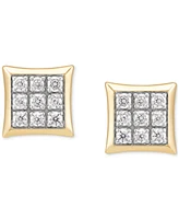 Grown With Love Men's Lab Grown Diamond Square Cluster Stud Earrings (1/2 ct. t.w.) in 10k Gold