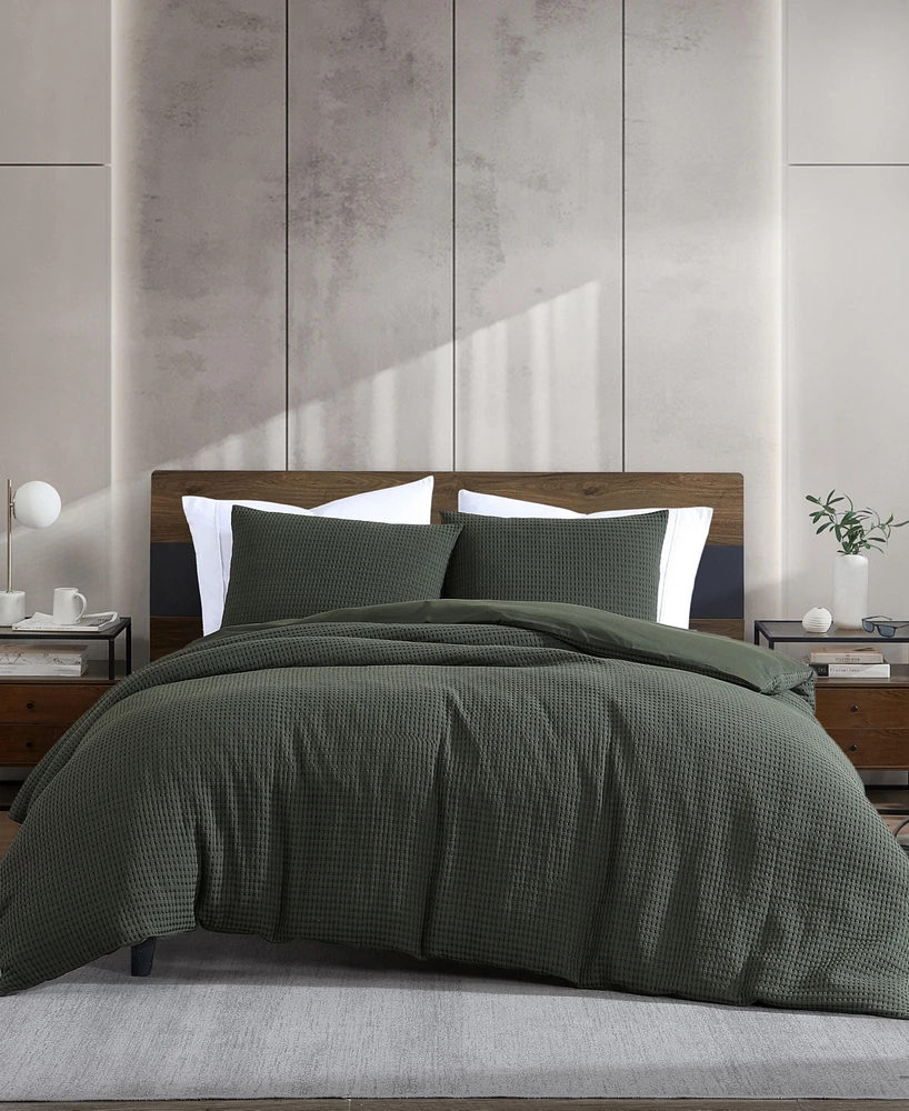 Kenneth Cole New York Solid Waffle 3-Pc. Duvet Cover Set