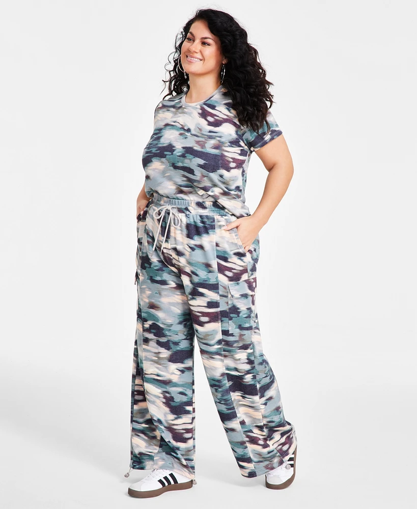 Nina Parker Trendy Plus Scuba Cargo Bungee Jogger Pants