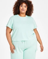Nina Parker Trendy Plus Size Short-Sleeve Crewneck Tee