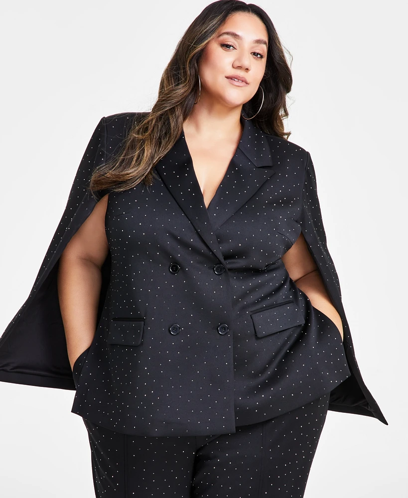 Nina Parker Trendy Plus Studded Cape Blazer