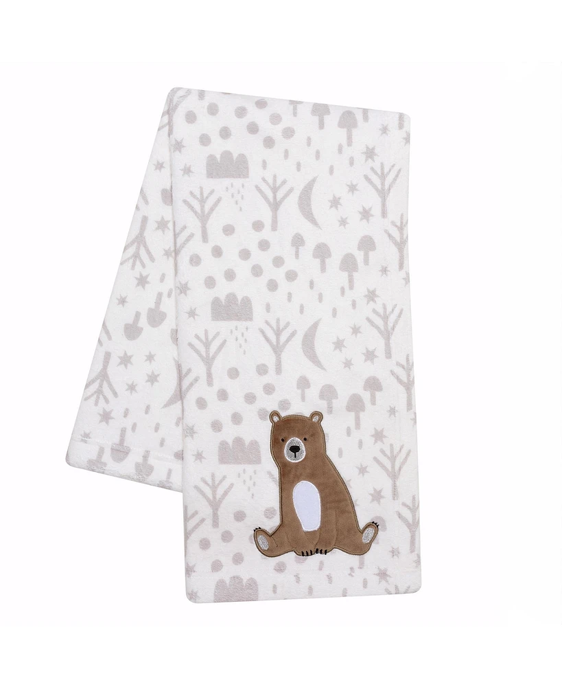 Bedtime Originals Sleepytime Bear White/Brown Soft Fleece Baby Blanket