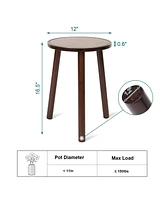 Unho 2 Pack Small Round Side Table Mid Century Tripod Plant Holder 16.5in Tall for Home Decor
