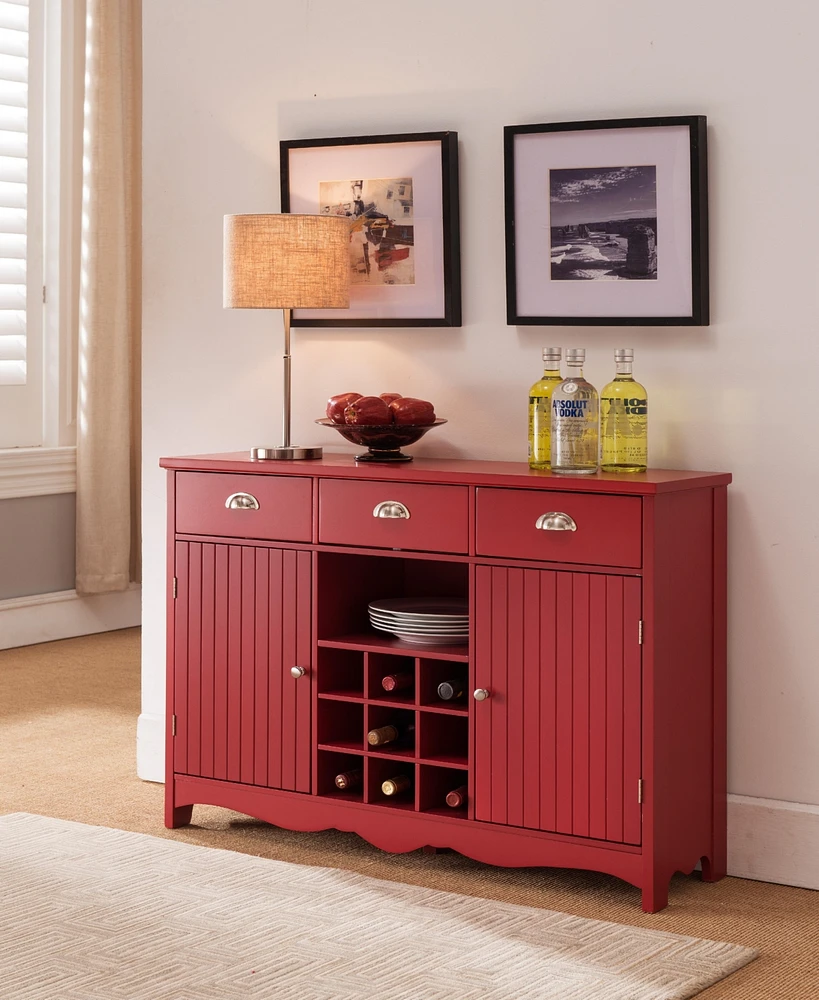 Kings Brand Furniture Buffet Server Console Table With Wine Storage (Red)