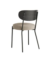 Boucle modern kitchen dining chair Bentwood covered with ash veneer Chair back, metal with black powder coated leg chair, Kitchen Dining Room and livi