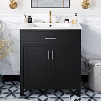 30-Inch Bathroom Vanity with Ceramic Sink and Ample Storage