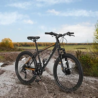 26 Inch Mountain Bike, Shimano 21 Speeds with Mechanical Disc Brakes, High-Carbon Steel Frame, Suspension Mtb Bikes Mountain Bicycle for Adult & Teena