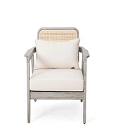 Outdoor Acacia Wood Patio Club Chair, Patio Furniture, Waterproof Thick Cushion Deep Seating for Porch, Garden, Backyard, Balcony, Weight Capacity 400