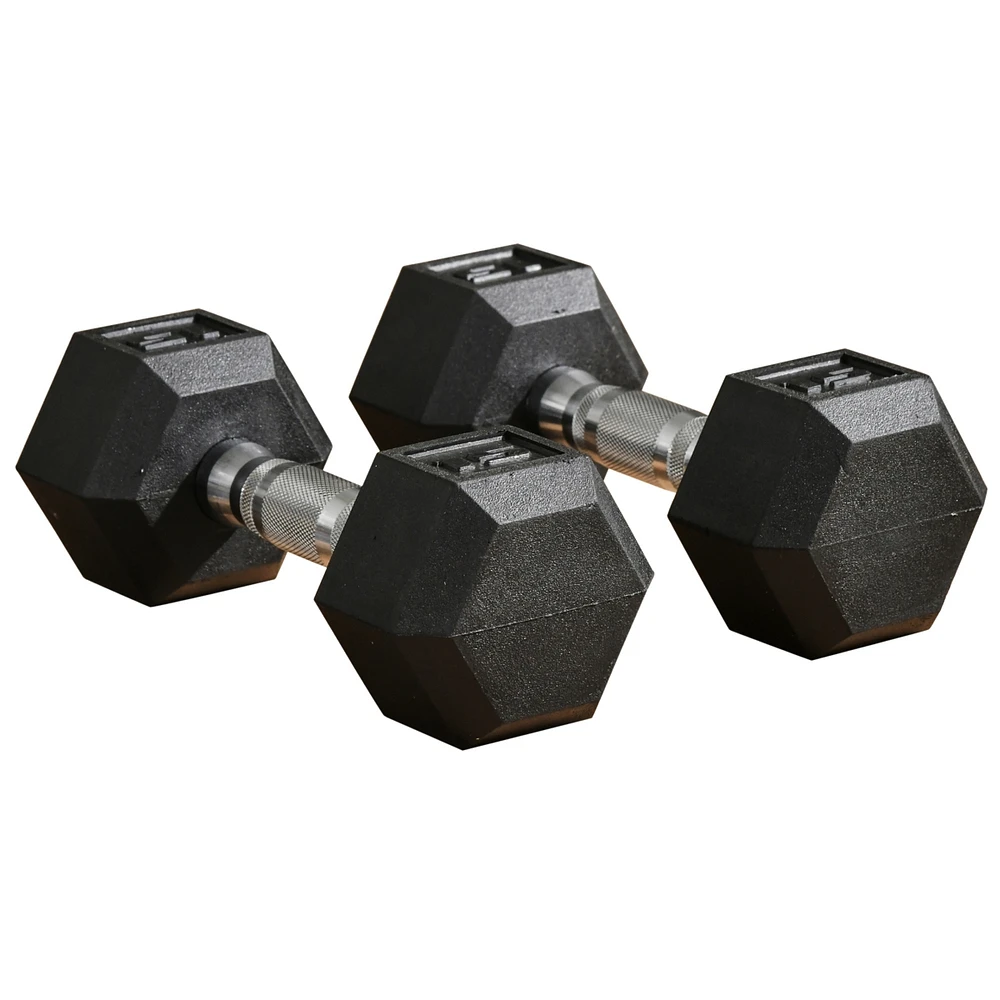 Streamdale Furniture 2 x 15lbs Hex Dumbbell Set of 2, Rubber Weights Exercise Fitness Dumbbell with Non-Slip Handles, Anti