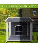 Outdoor Wooden Dog House, Waterproof Dog Cage, Windproof and Warm Dog Kennel, Dog Crates for Medium Dogs Pets Animals Easy to Assemble