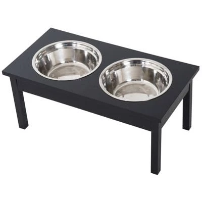 Streamdale Furniture 23 Wooden Heavy Duty Dog Food Bowls Pet Elevated Feeding Station Black