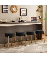 Slickblue Set of 2 Contemporary 24" Tall Round Bar Stools - Upholstered Dining Stools for Kitchen & Bar