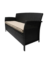 Simplie Fun Elegant And Durable Wicker 3-Seater Sofa For Outdoor Comfort