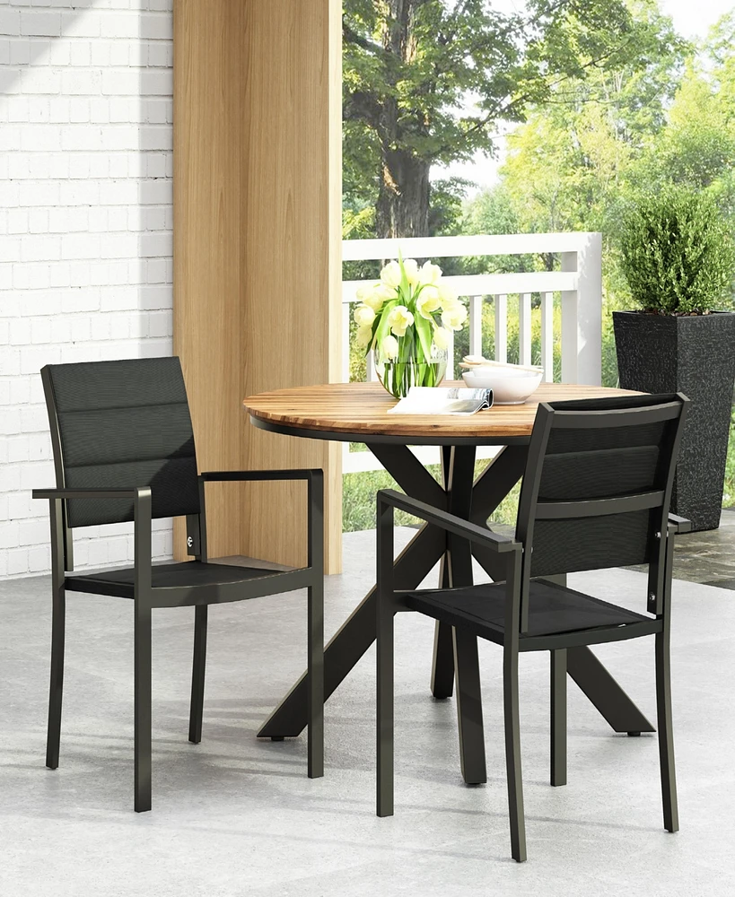 Streamdale Furniture Modern Aluminum Dining Chairs With Mesh Seating For Indoor And Outdoor Use