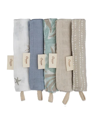 Crane Baby Infants Cove Sea Life Wash Cloths, 5-Piece Set