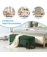 Storage Ottoman, Bedroom End Bench, Upholstered Fabric Storage Ottoman with Safety Hinge, Entryway Padded Footstool
