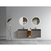 Alice 72" Space Gray Bathroom Vanity: Timeless Elegance, Ample Storage, Soft-Close Drawers