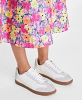 On 34th Womens Denim Trucker Jacket Floral Midi Dress Drop Earrings Low Top Sneakers Created For Macys