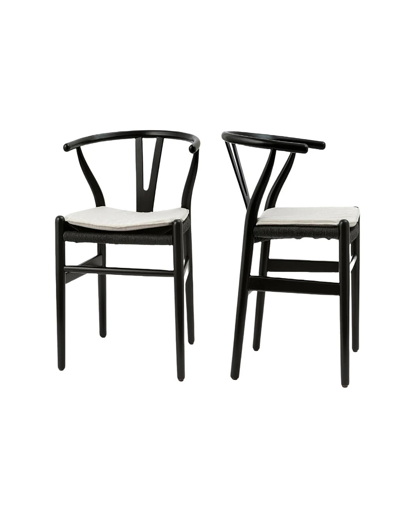 Simplie Fun Wishbone Chairs for Dining Room, Soild Wood Weave Dining Chair, Armchair, Fully Assembled, Set of 2