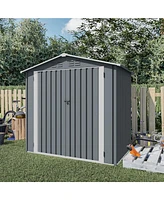 Streamdale Furniture Outdoor Storage Shed 6 x 4 Ft Large Metal Tool Sheds, Heavy Duty Storage House with Sliding Doors with Air Vent for Backyard Pati