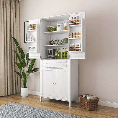 Streamdale Furniture 70.87" Tall Kitchen Pantry, Storage Cabinet, Kitchen Cabinet, Drawer and Adjustable Shelves, for Kitchen, Dining Room, White