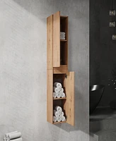 42" Wall-Mounted Bathroom Vanity With Sink and Side Cabinet, Soft Close Doors