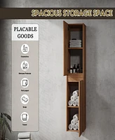 42" Wall-Mounted Bathroom Vanity With Sink and Side Cabinet, Soft Close Doors