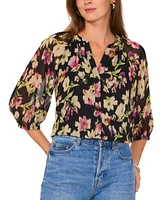 Vince Camuto Women's Floral-Print Split-Neck Top