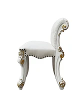 Streamdale Furniture Vendome Vanity Stool Beige Pu & Antique Silver Finish