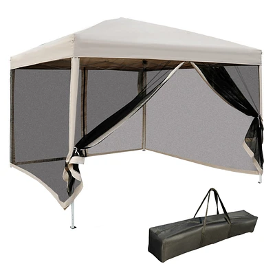 Simplie Fun 210D Oxford 10' x 10' Pop Up Canopy Tent with Netting, Instant Screen Room House, Tents for Parties, Height Adjustable, with Carry Bag, fo