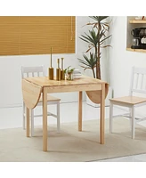 Streamdale Furniture 55" Solid Wood Kitchen Table, Drop Leaf Tables for Small Spaces, Folding Dining Table, Natural