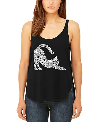 La Pop Art Women's Stretching Cat Premium Word Flowy Tank Top