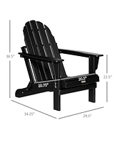 Simplie Fun Folding Adirondack Chair, Hdpe Fire Pit Chair, Weather Resistant Outdoor Chair for Patio, Garden, Backyard, Lawn, Black