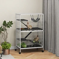 50" H 5-Tier Small Animal Cage, Ferret Cage, Large Chinchilla Cage with Hammock Accessory Heavy-Duty Steel Wire, Small Animal Habitat with 4 Door